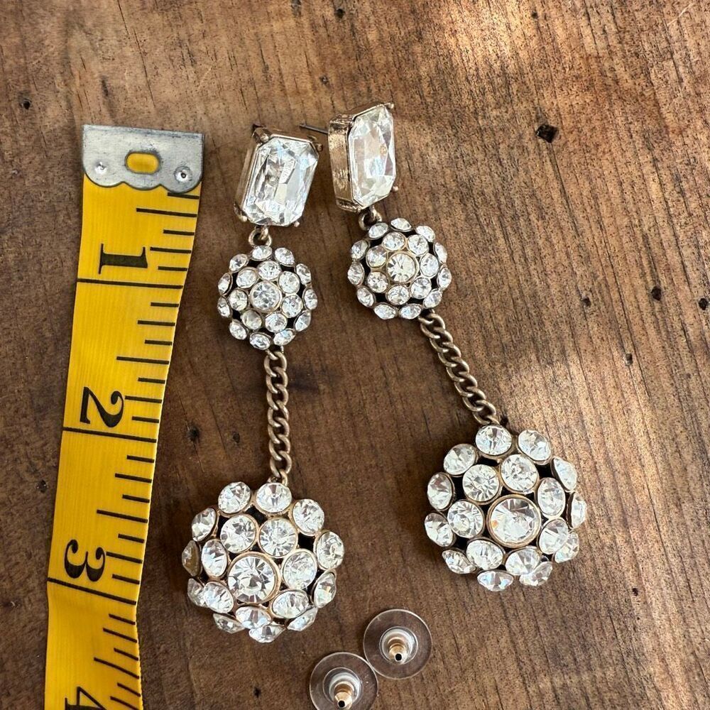 Banana Republic Rhinestone Bombe Dangle Statement Earrings - Picture 2 of 8